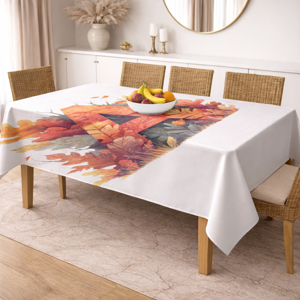 Autumn Leaf Letter A Monogram Rectangular Tablecloth