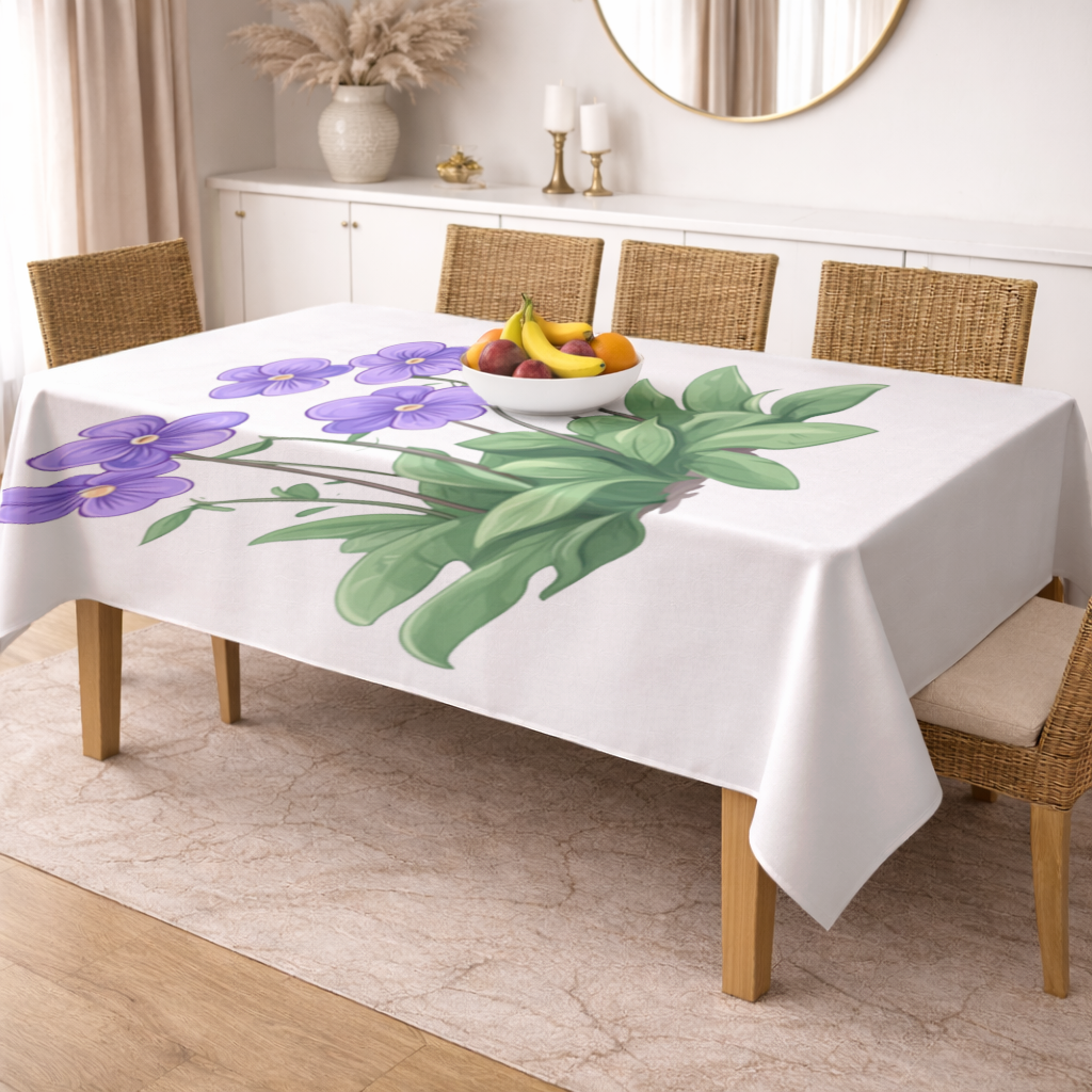 Kır Çiçekleri Mor Menekşeler Masa Örtüsü