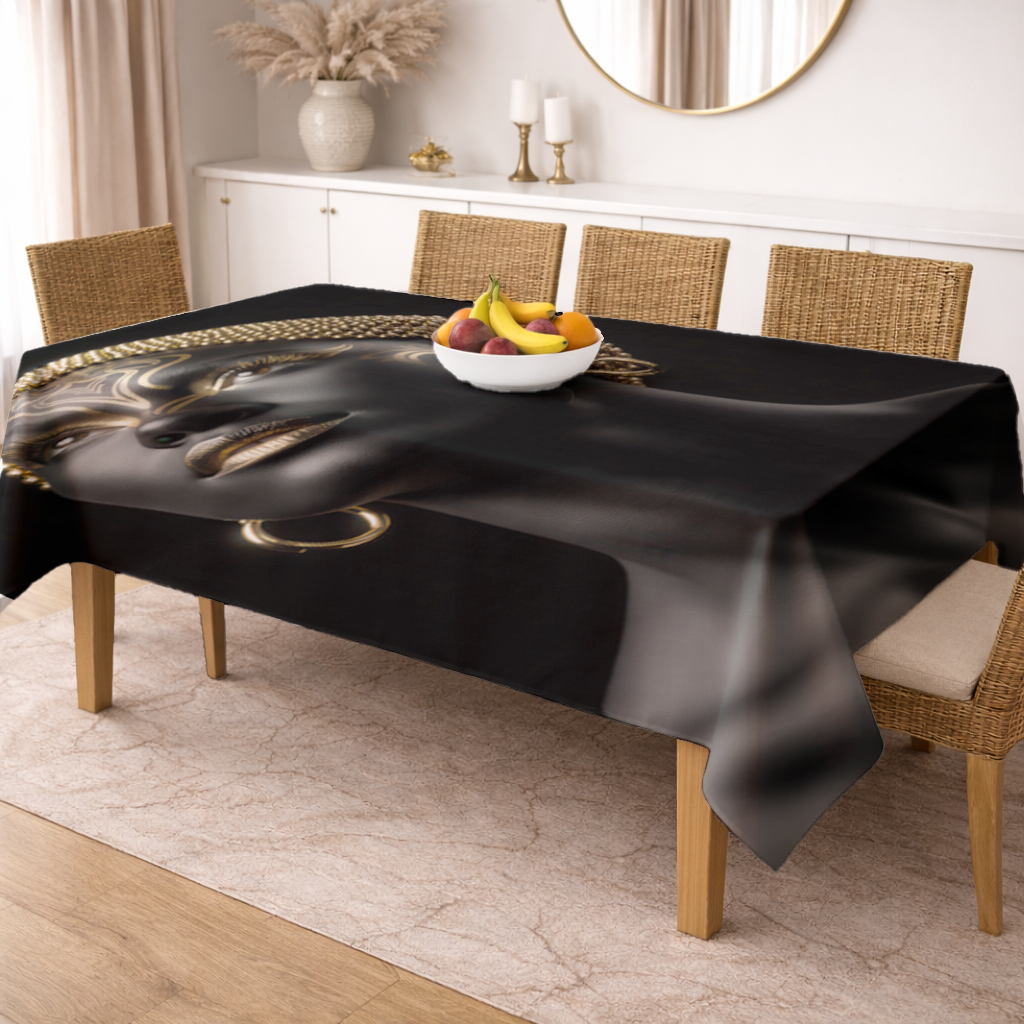 Gold Afrofuturistic Black Woman Rectangular Tablecloth