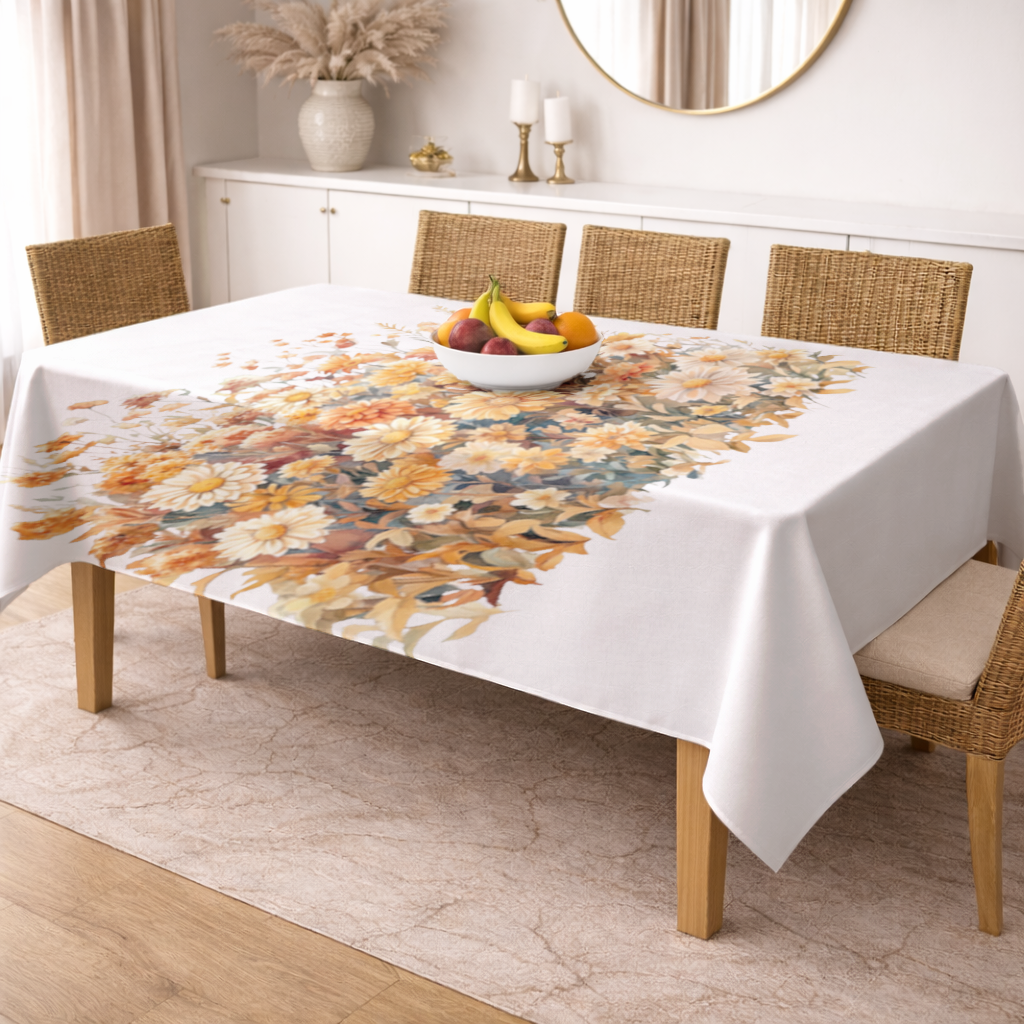Watercolor Orange Wildflowers Rectangular Tablecloth