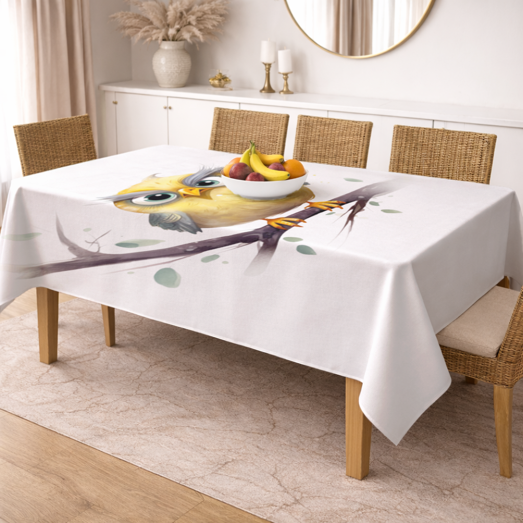 Grumpy Yellow Owl Rectangular Tablecloth