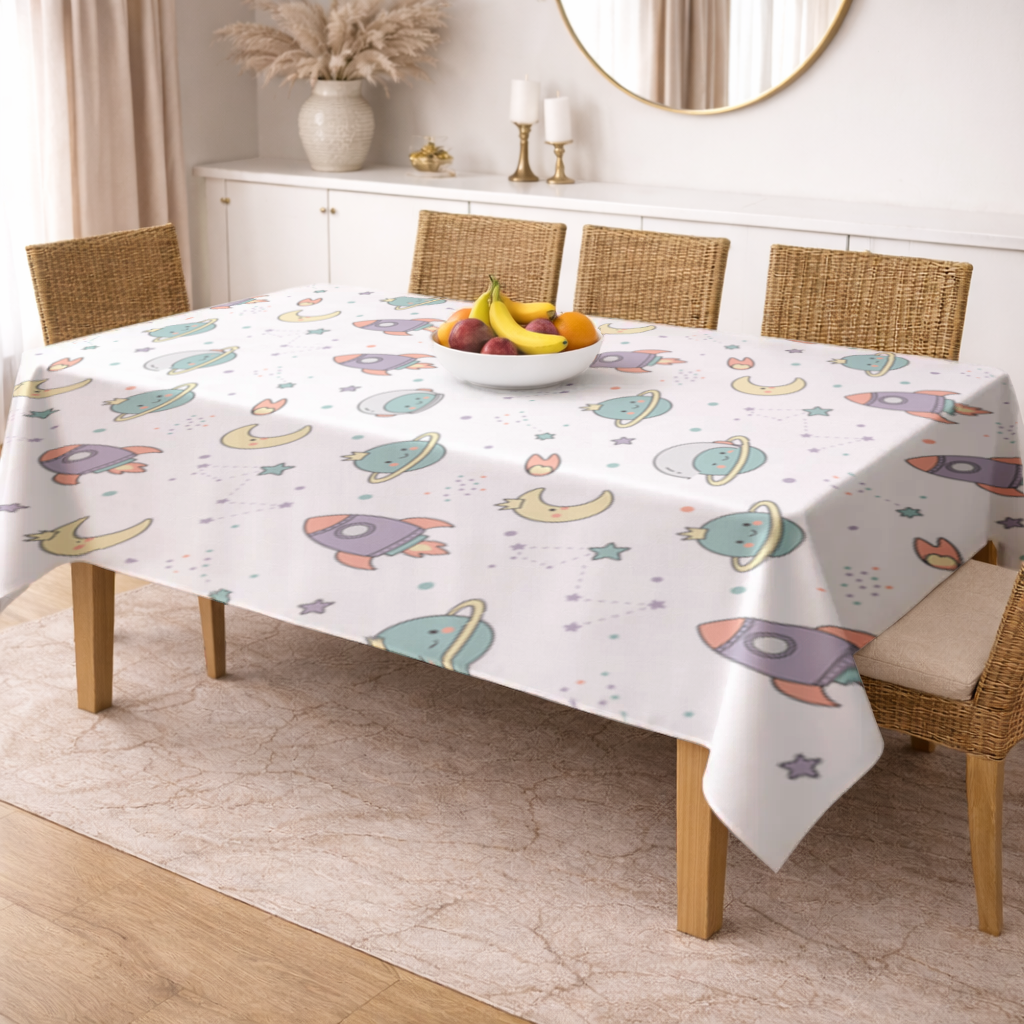 Cute Space Rocket Pattern Rectangular Tablecloth