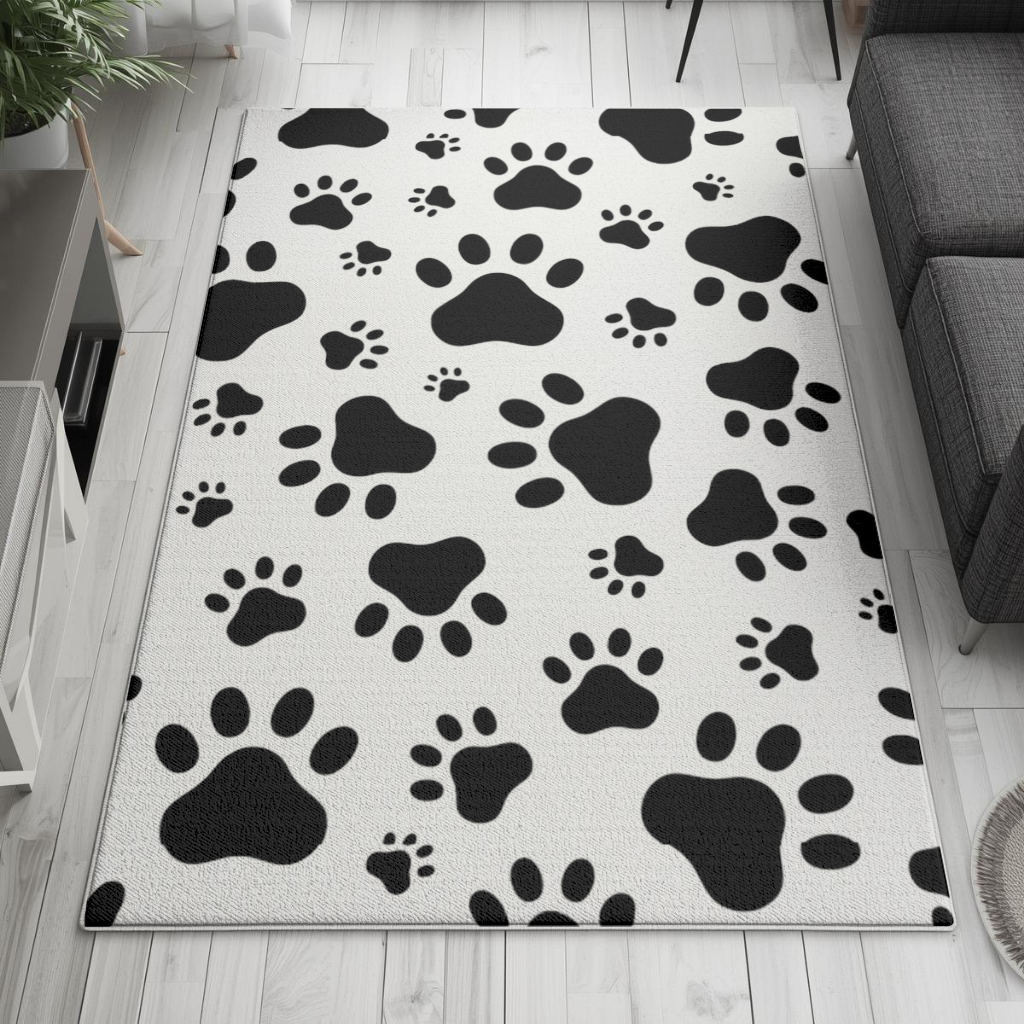 Black and White Paw Pattern Design Living room carpet