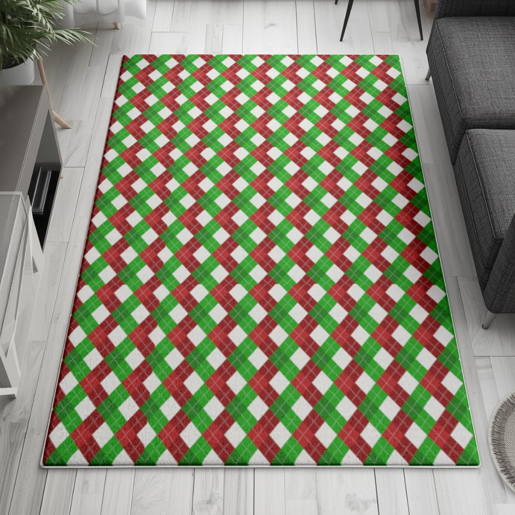 Red Green Argyle Plaid Background Pattern Living room carpet