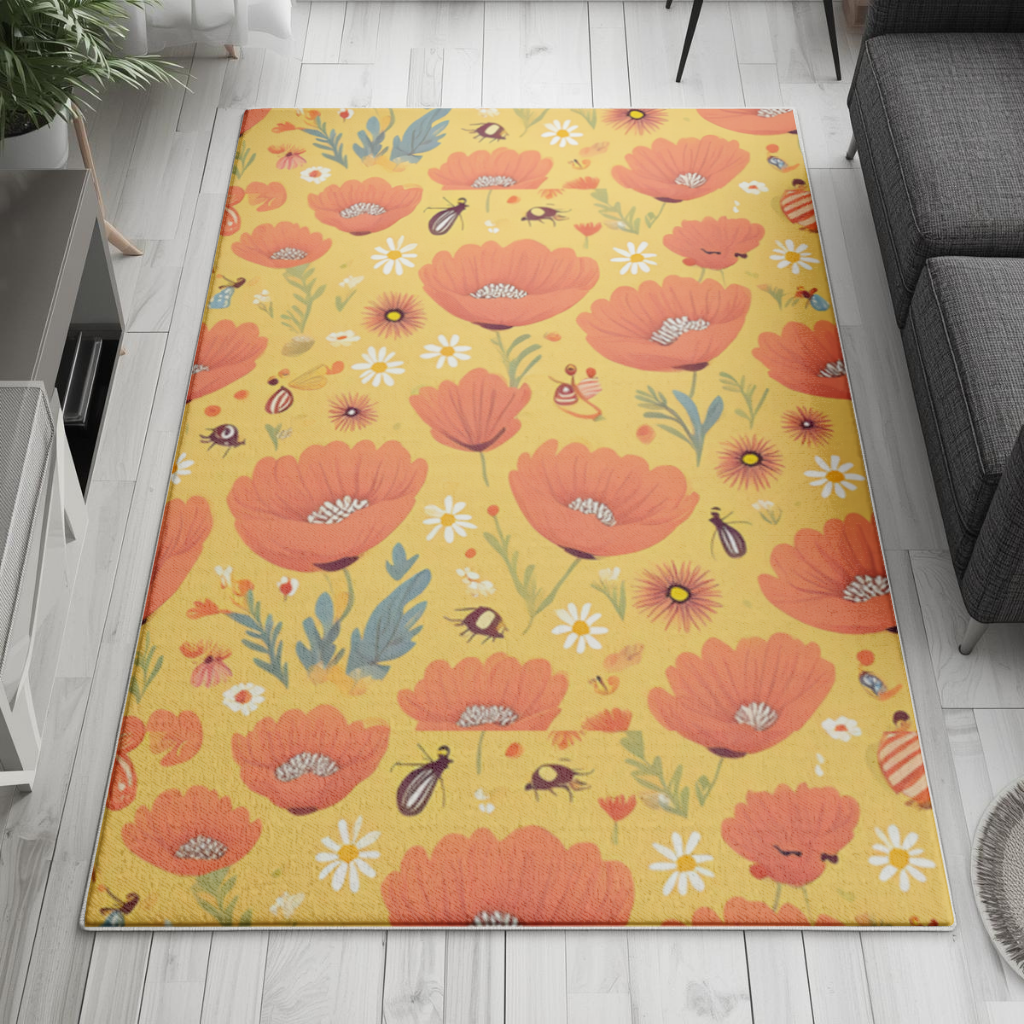 Floral  Insect Pattern  Colorful Design Living room carpet