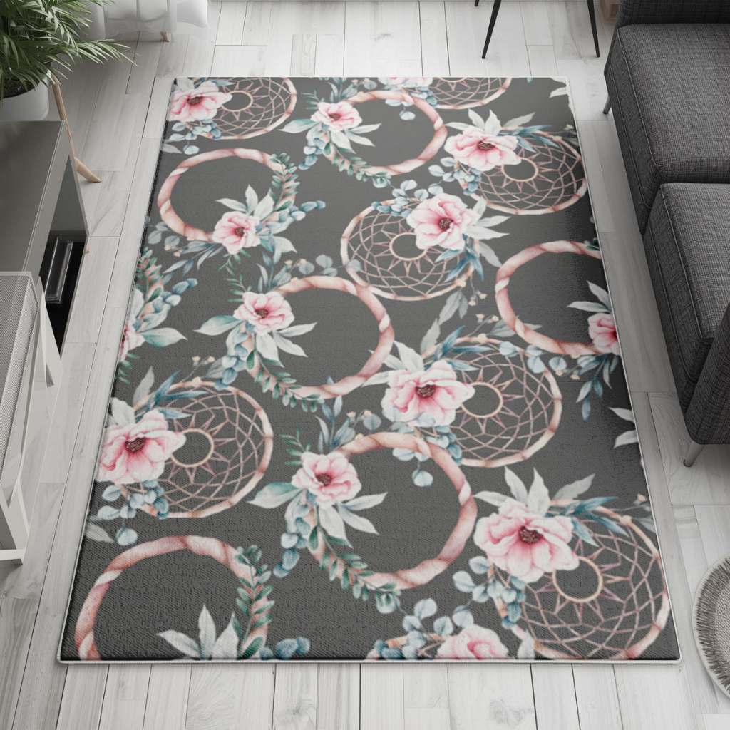 Boho Floral Dreamcatcher Pattern Living room carpet