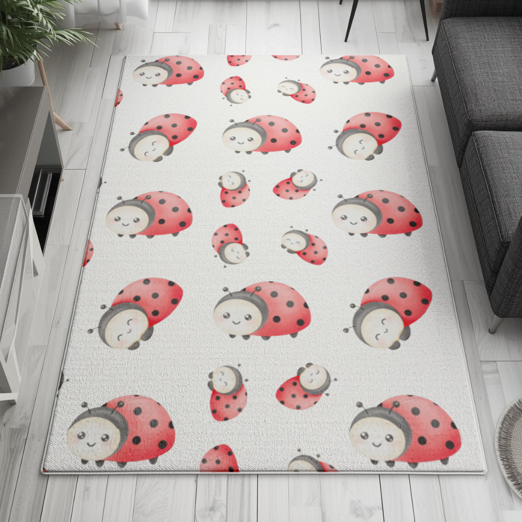 Cute Kawaii Ladybug Pattern Living room carpet
