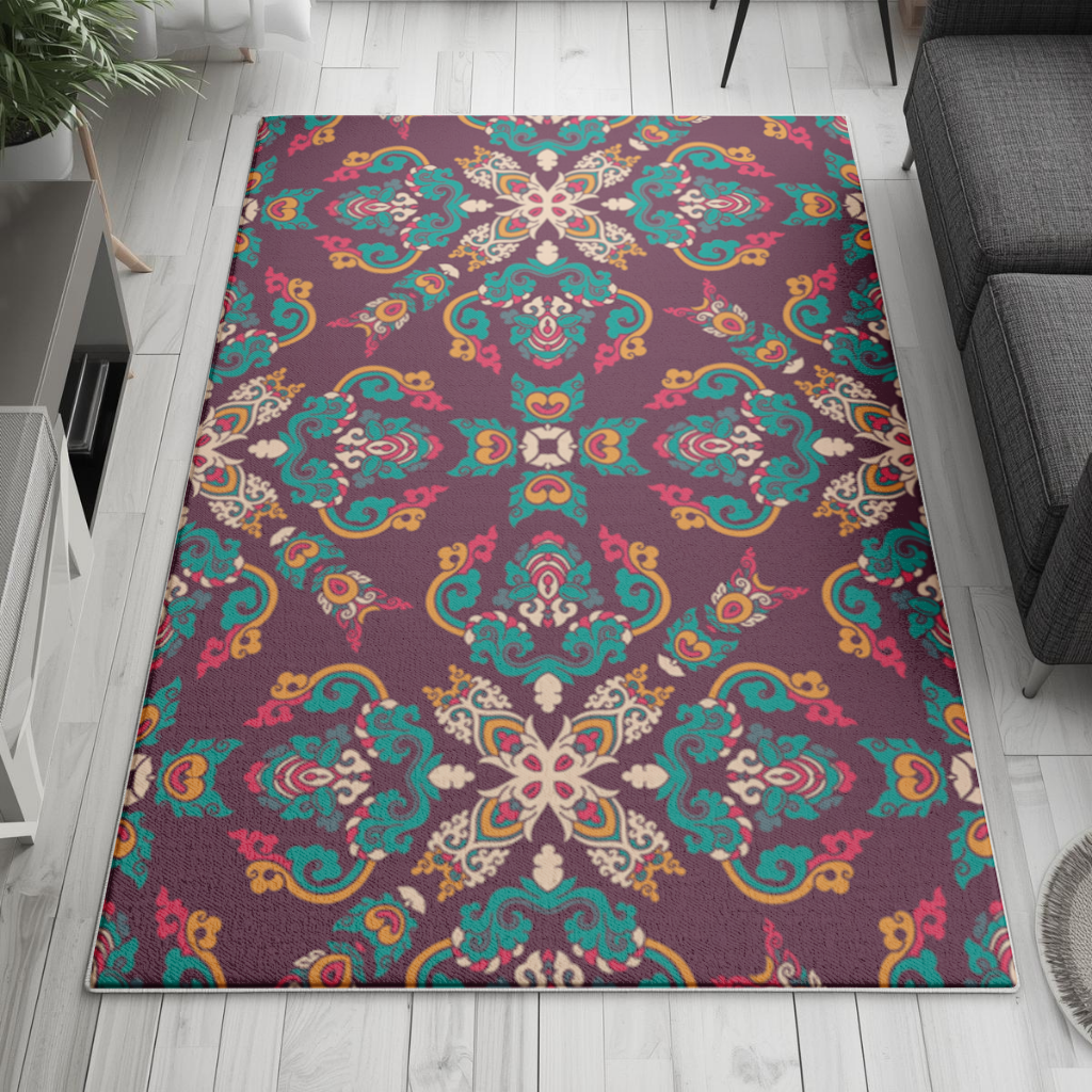 Colorful Ottoman Inspired Mandala Pattern Living room carpet
