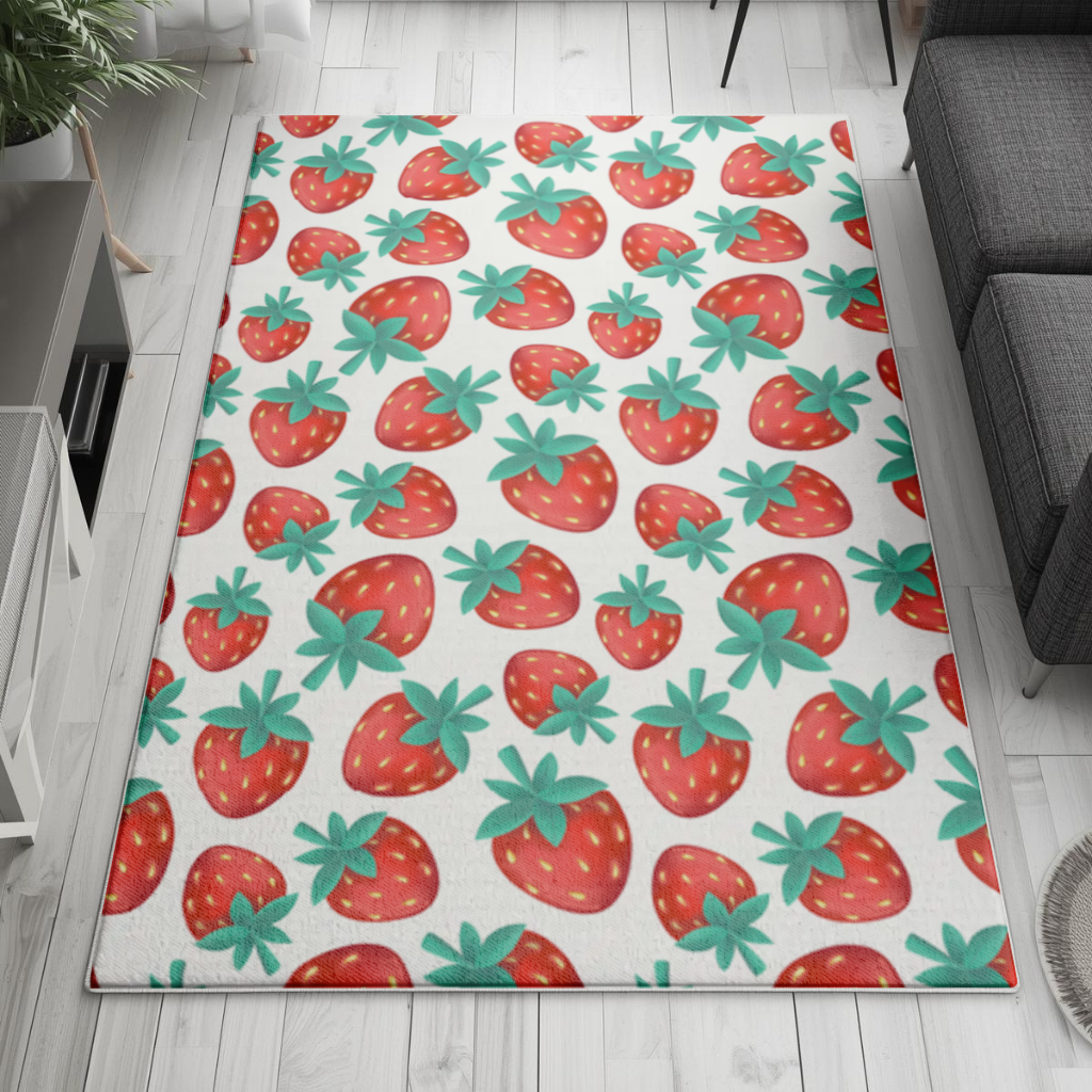 Vibrant Red Strawberry Summer Pattern Living room carpet
