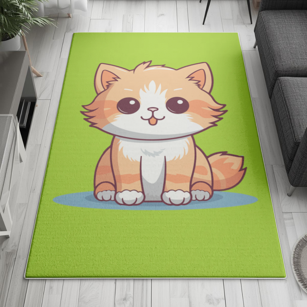 Cute Orange Cat Illustration Living room carpet