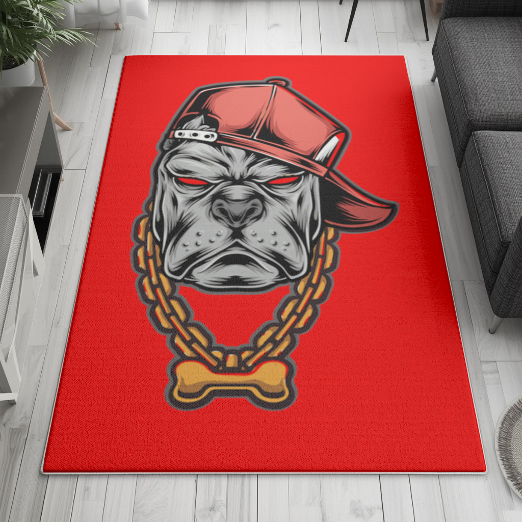 Hip Hop Style Gangster Dog Illustration Living room carpet