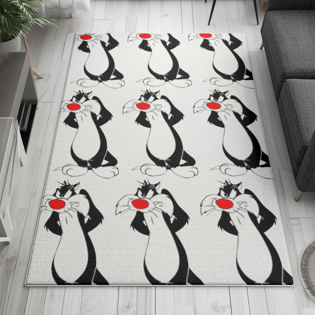Funny Cartoon Cat Illustration Living room carpet