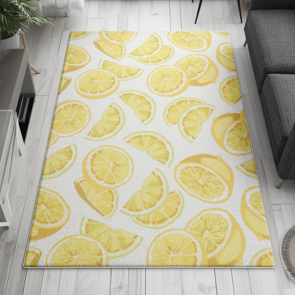 Fresh Lemon Slices Vibrant Summer Pattern Living room carpet