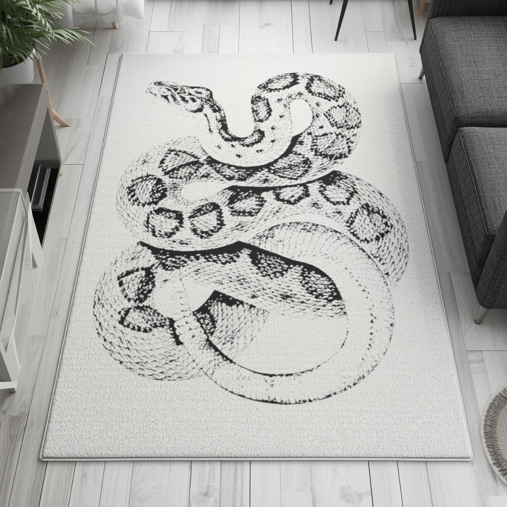 Detailed Vintage Rattlesnake Illustration Living room carpet