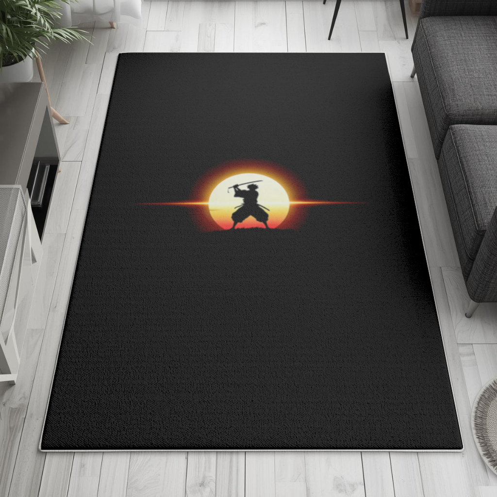 Samurai Silhouette Under the Rising Sun Honor and Strength Living room carpet