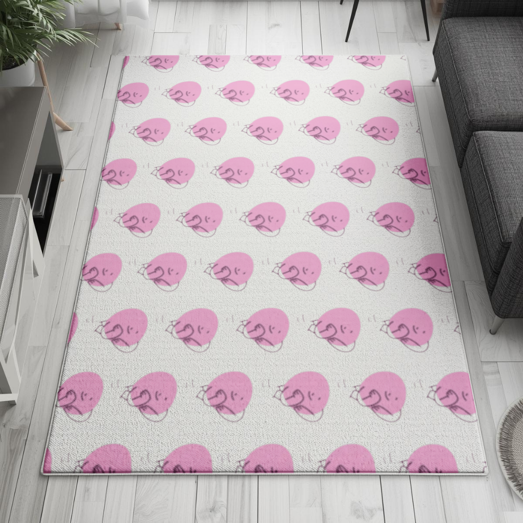 Cute Pink Lying Character Illustration Living room carpet