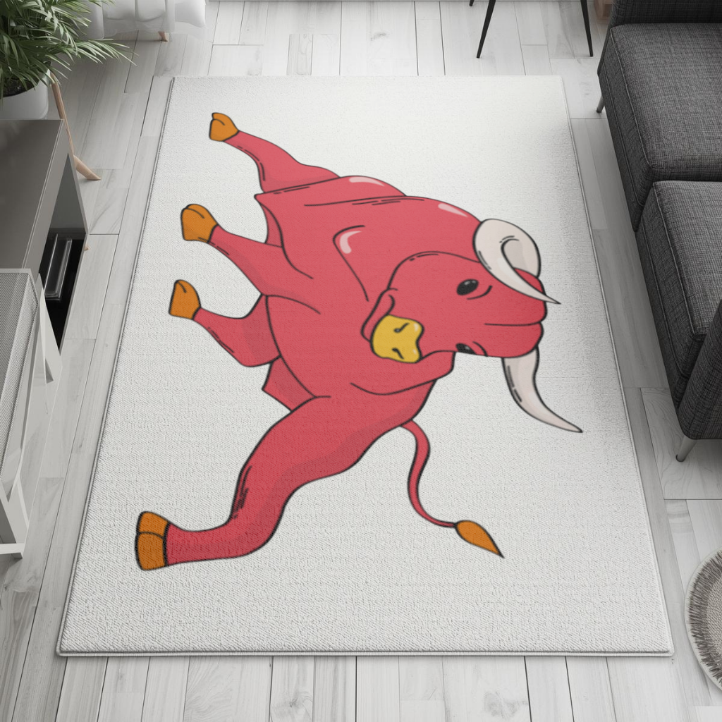 Spanish Red Bull Illustration Inspired by Matador Theme Living room carpet