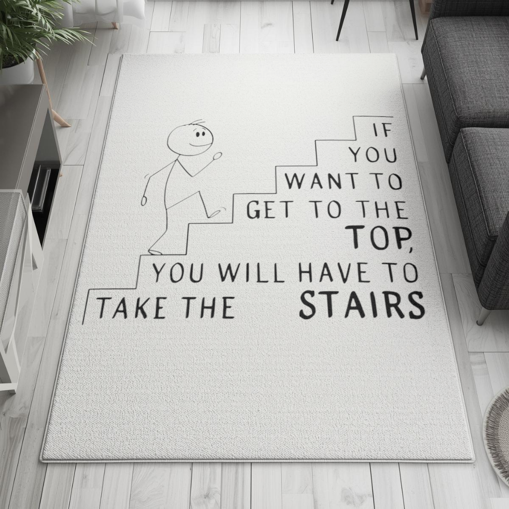 If you want to get to the top, you will have to take the stairs. Living room carpet