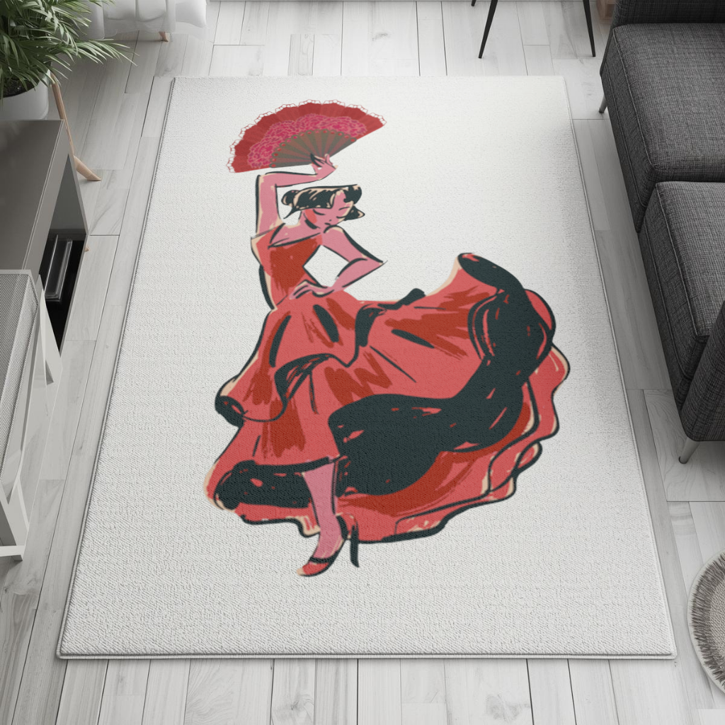 Flamenco Dancer with Fan Illustration Living room carpet