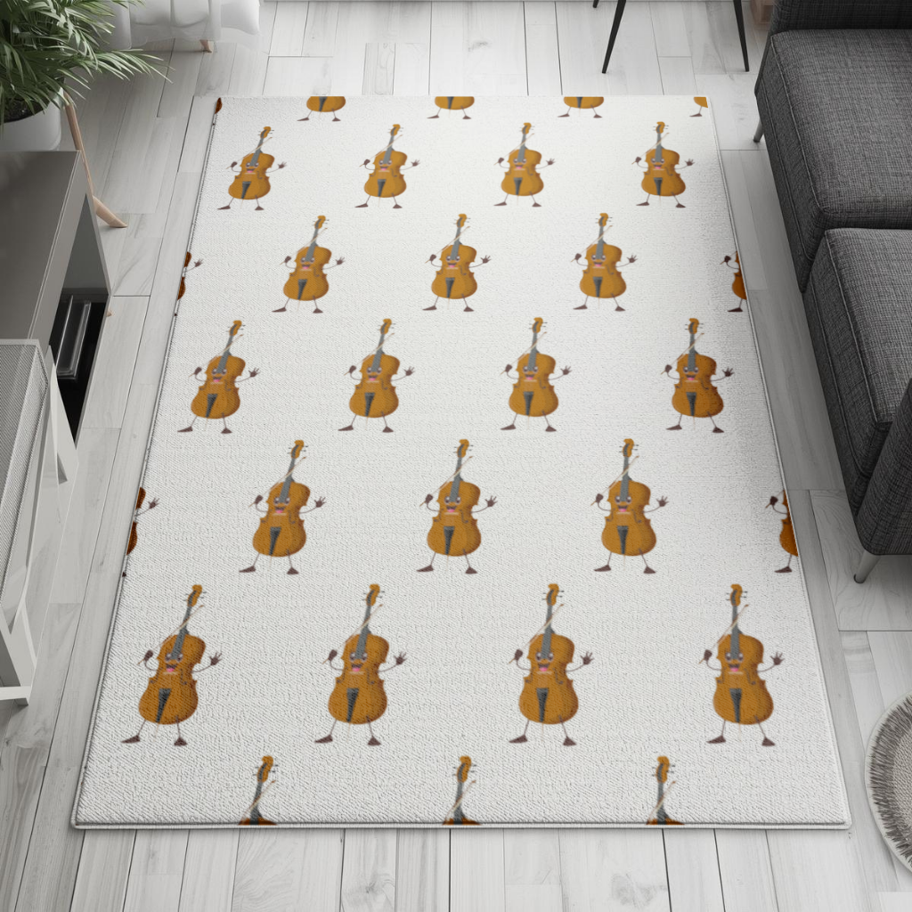 Happy Cello Character Art Design Living room carpet