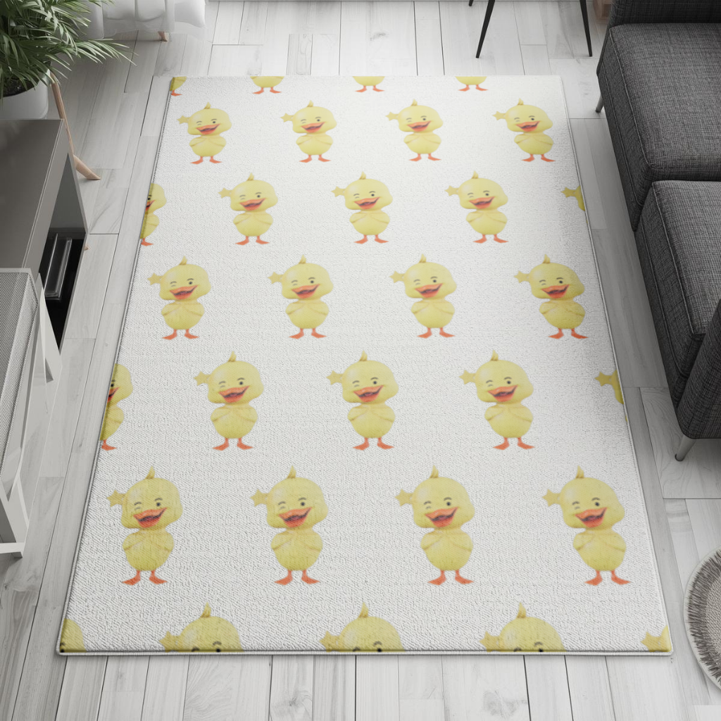 Cheerful Winking Yellow Duck with Star Living room carpet