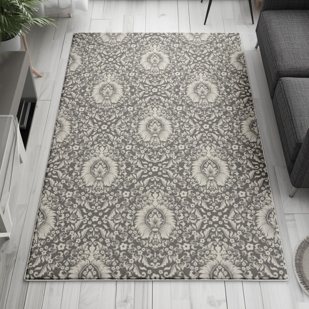 Classic Vintage Damask Floral Pattern Living room carpet