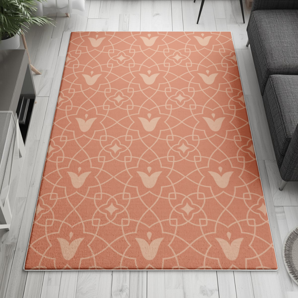 Modern Geometric Linear Terracotta Pattern Living room carpet