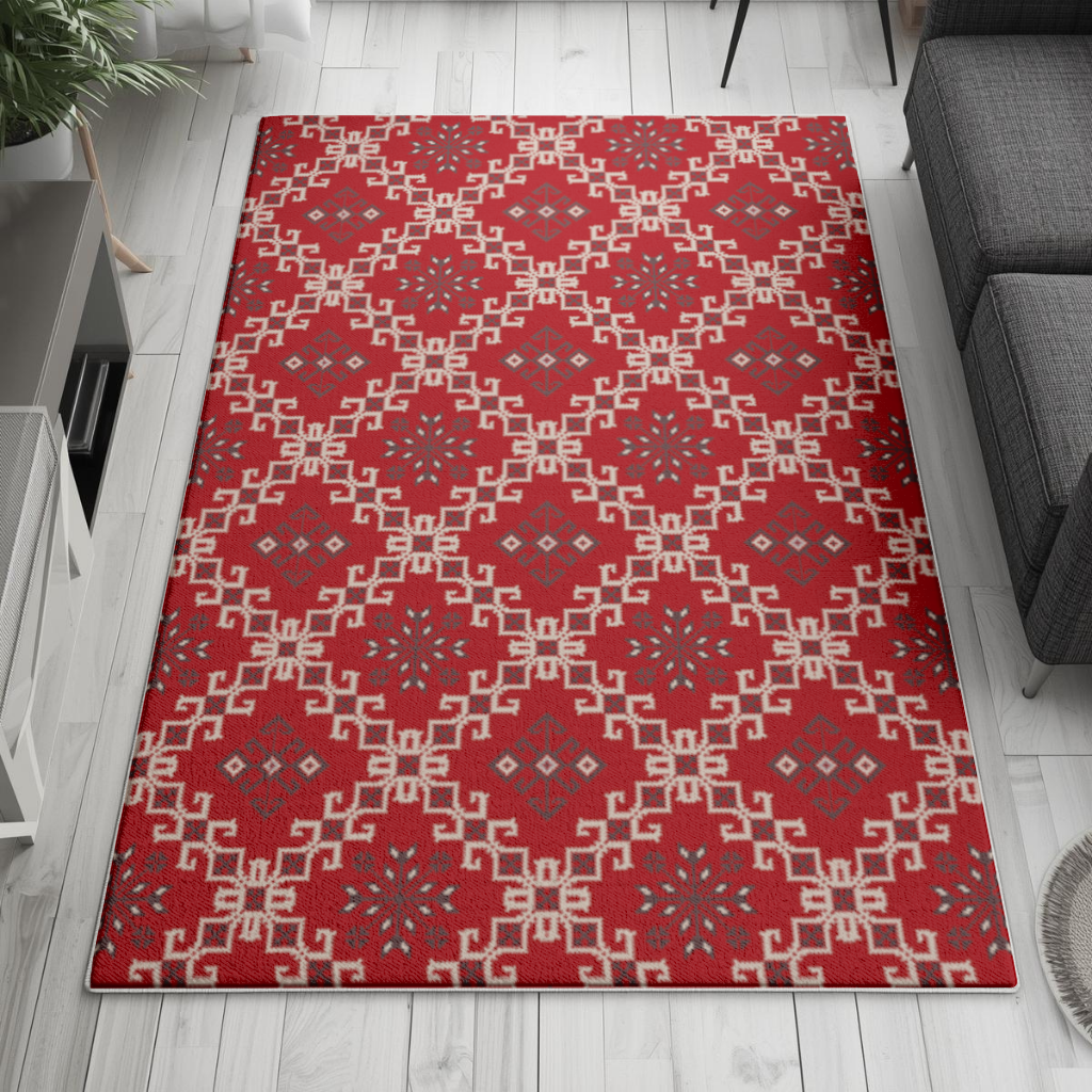 Red Ethnic Embroidery Pattern Living room carpet