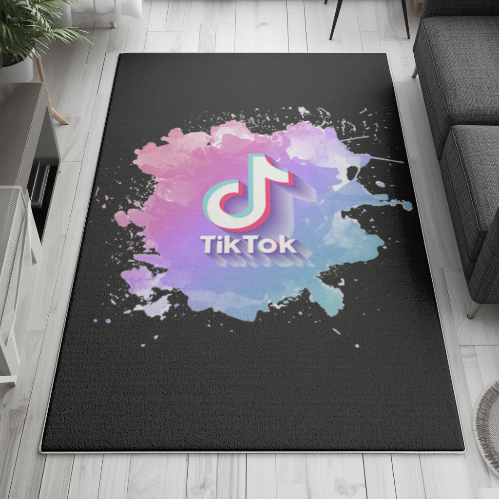 TikTok Logo with Watercolor Effect Living room carpet