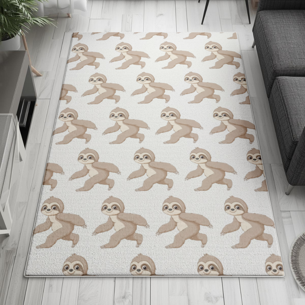Cute Joyful Walking Sloth Living room carpet