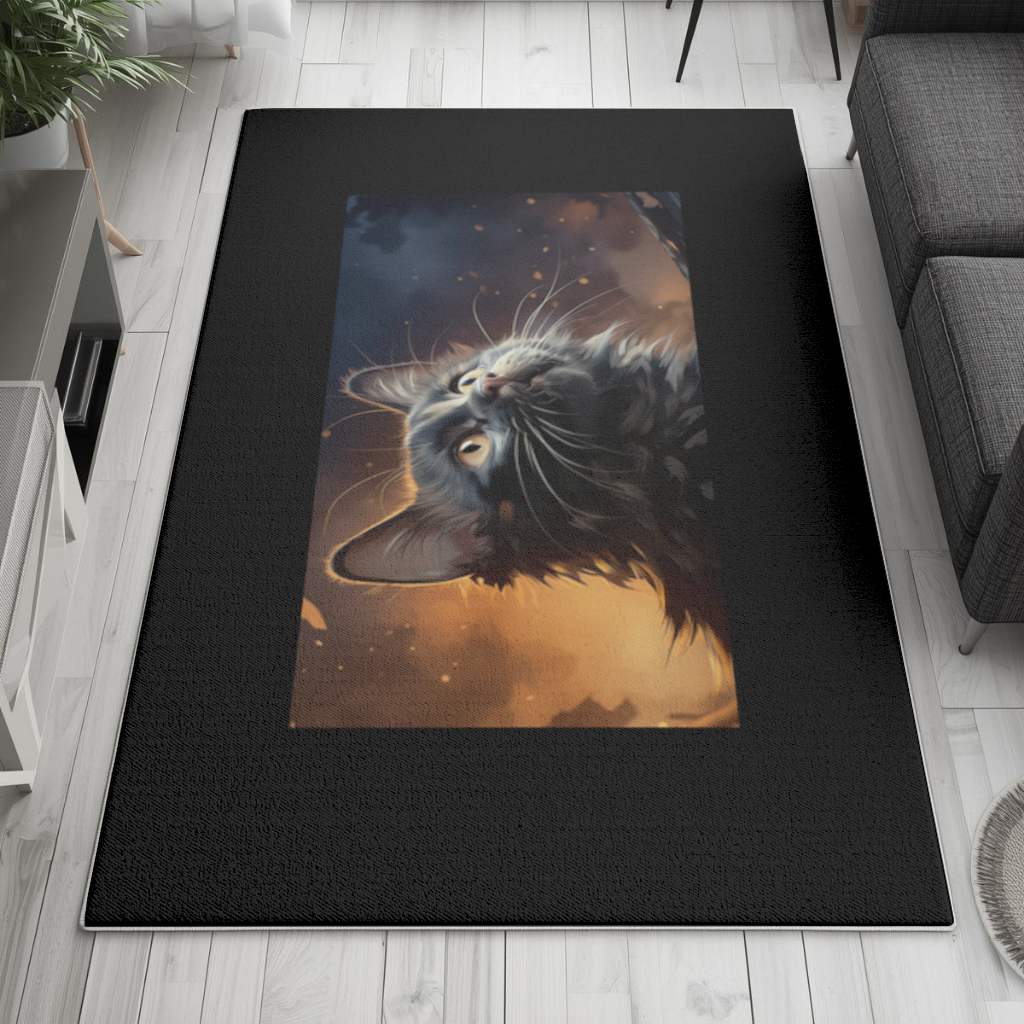 Black Cat Digital Art Living room carpet