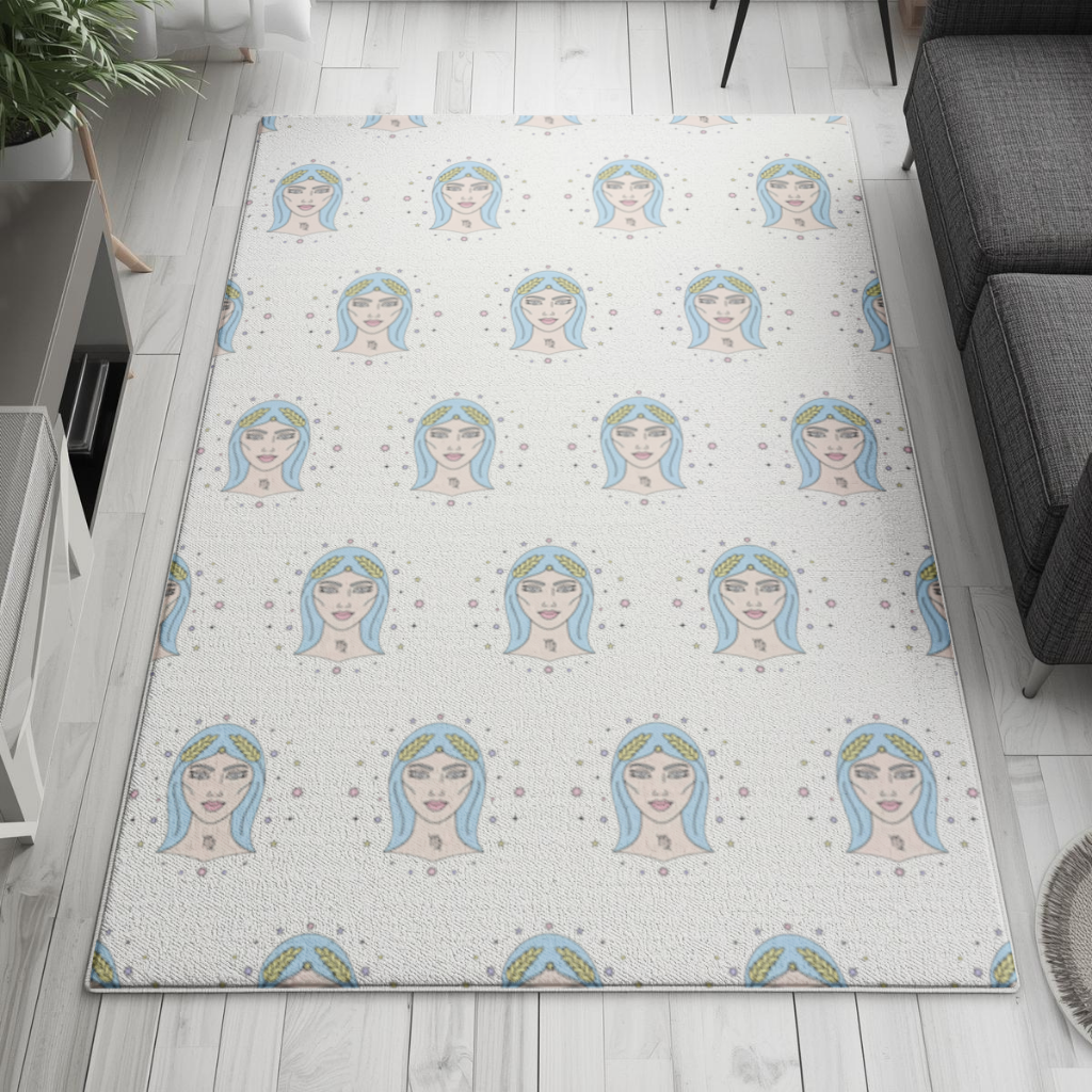 Virgo Zodiac Mystical Woman and Stars Living room carpet