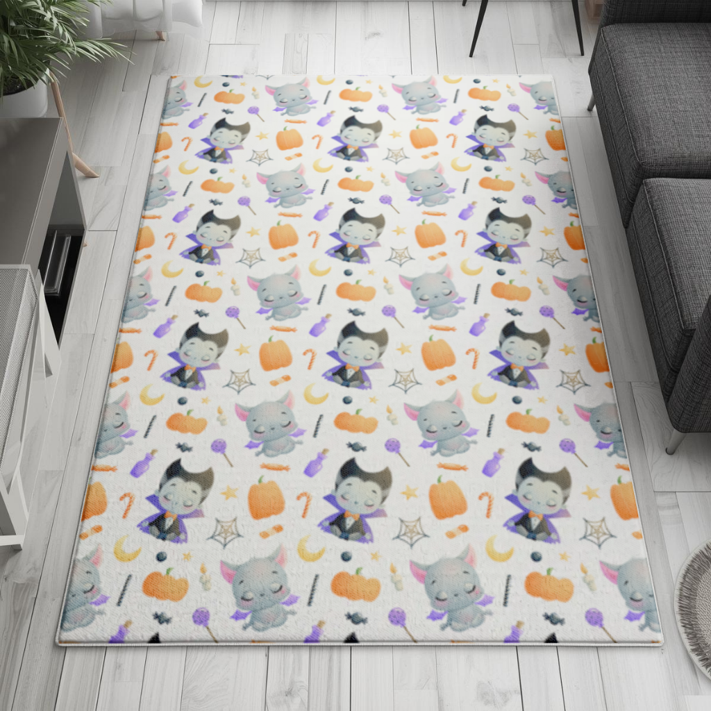 Cute Vampire and Bat Halloween Seamless Pattern Living room carpet