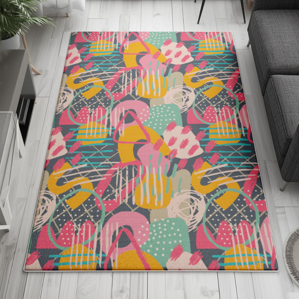 Abstract Geometric Doodle Living room carpet