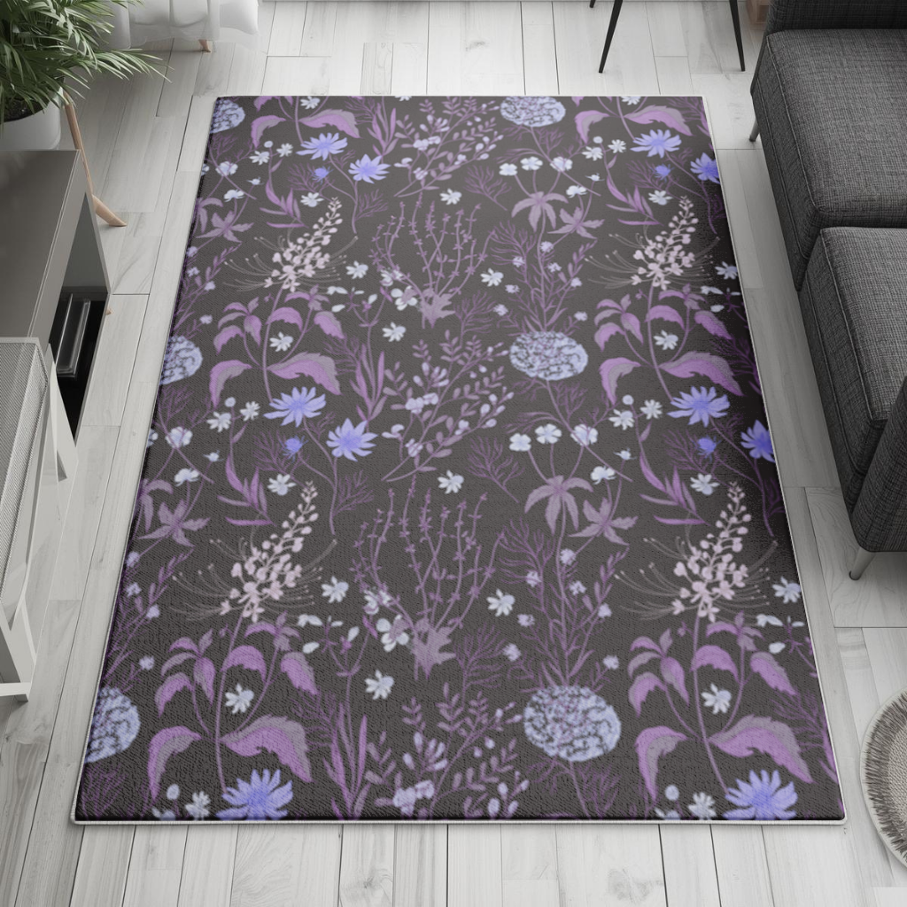 Purple Gothic Botanical Living room carpet