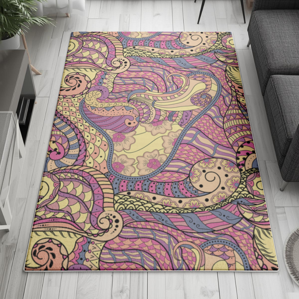 Psychedelic Zentangle Floral Living room carpet