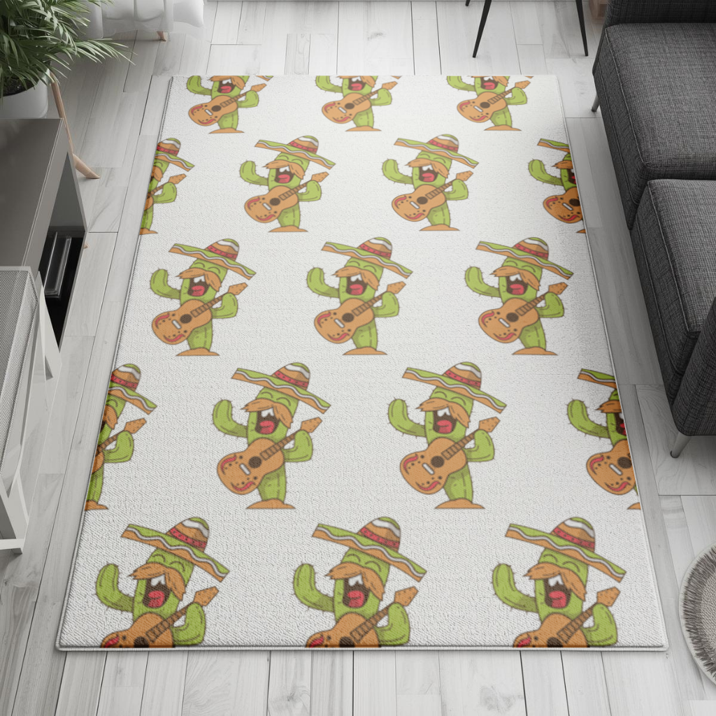 Mariachi Cactus Playing Guitar Living room carpet