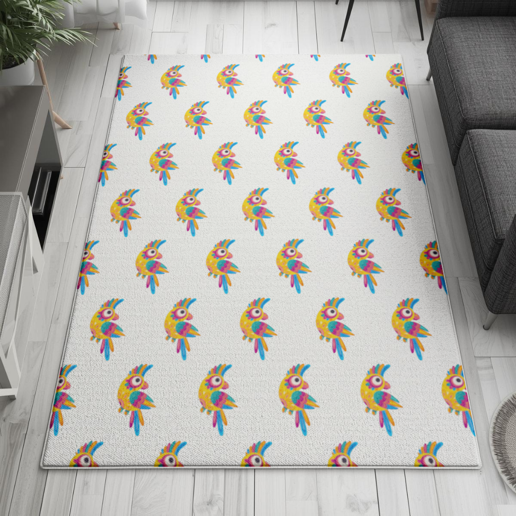 Vibrant Tropical Parrot Folk Living room carpet