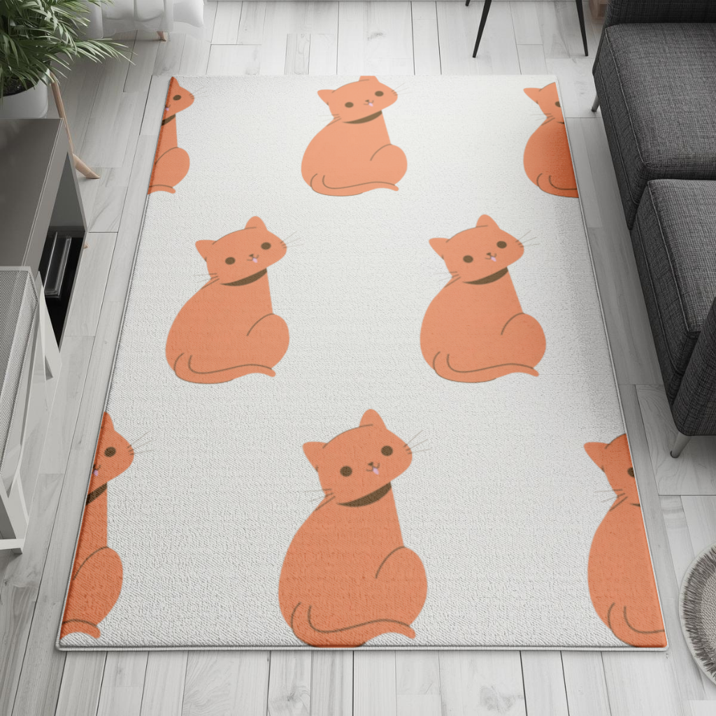 Kawaii Orange Cat Blep Living room carpet