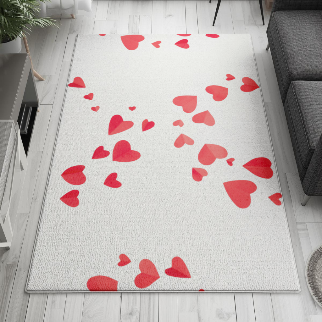 Red Hearts Frame Design Living room carpet