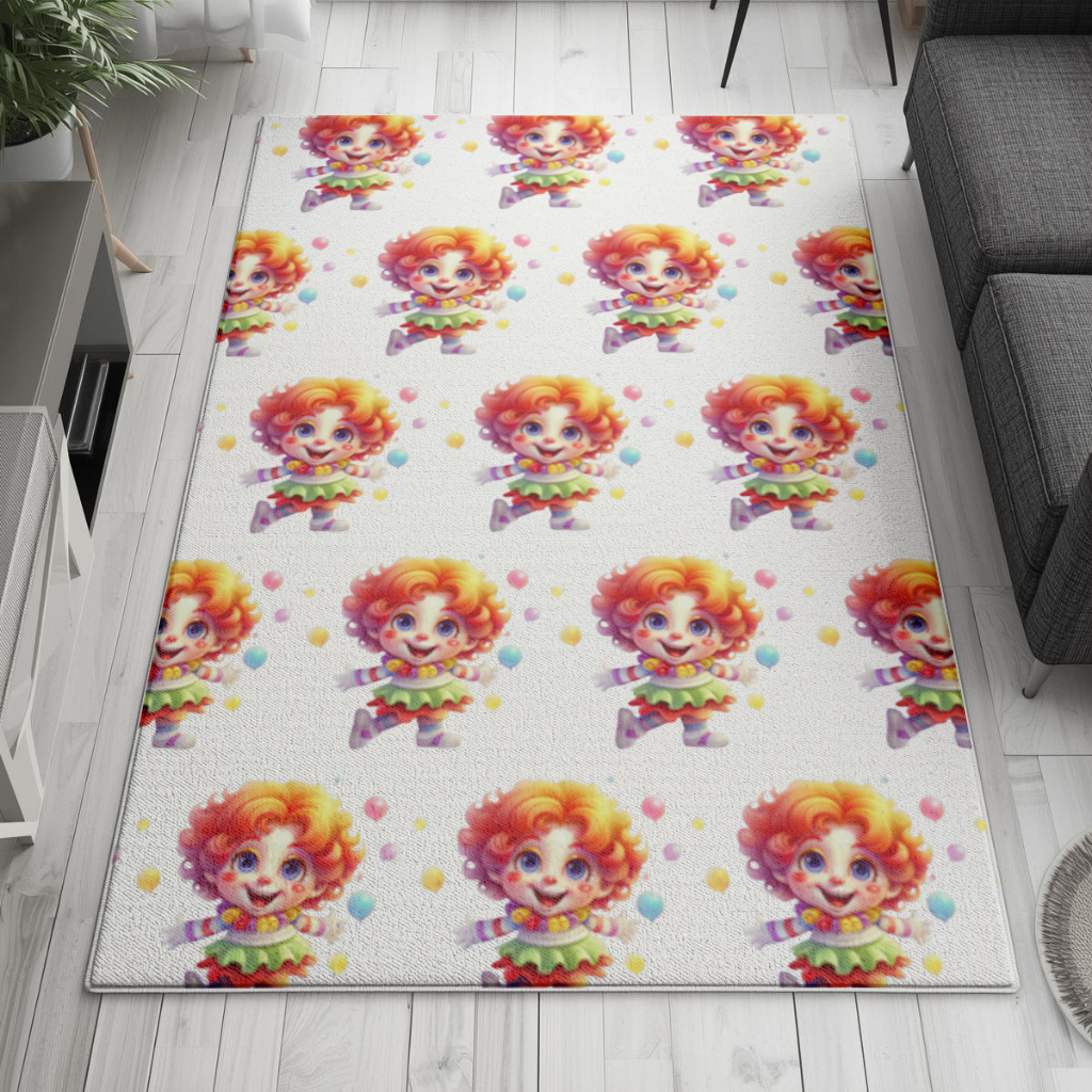 Cute Rainbow Hair Happy Clown Living room carpet