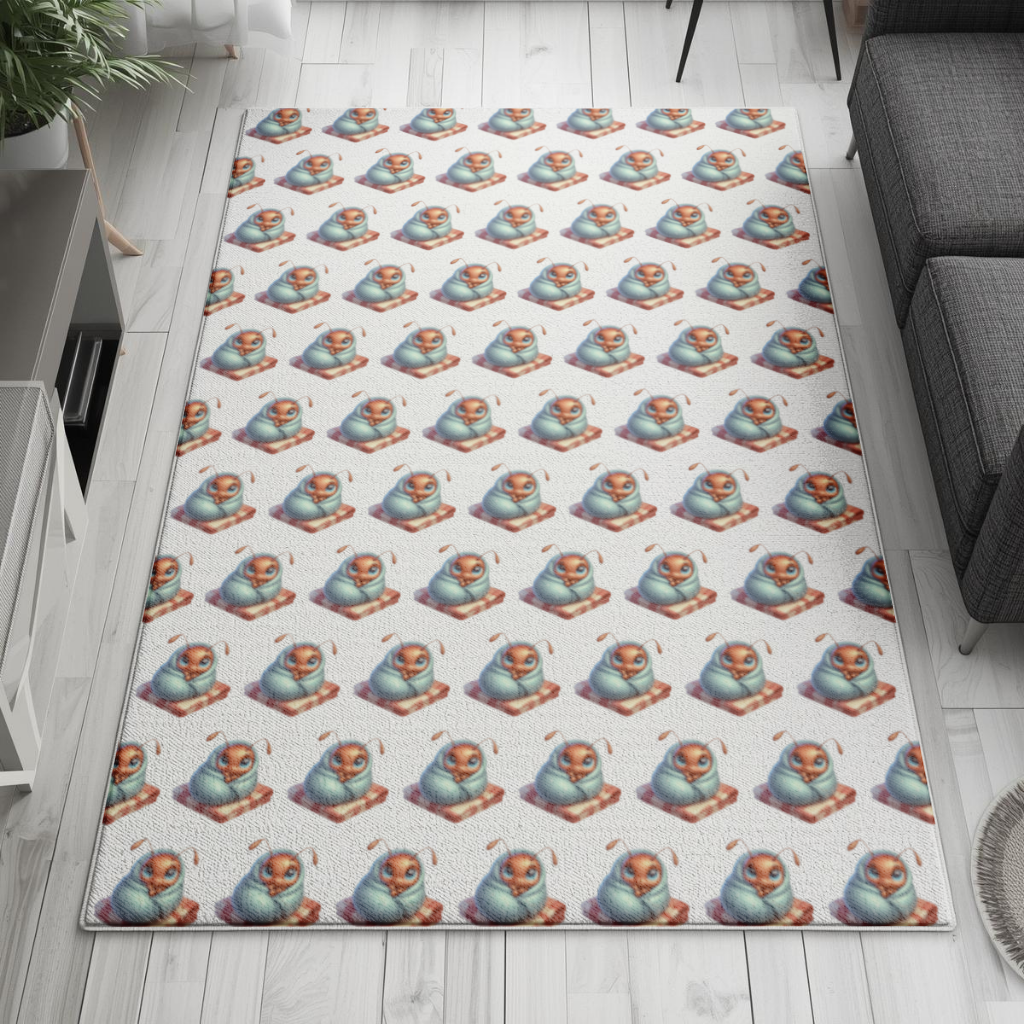 Kawaii Baby Ant Wrapped in Blanket Living room carpet