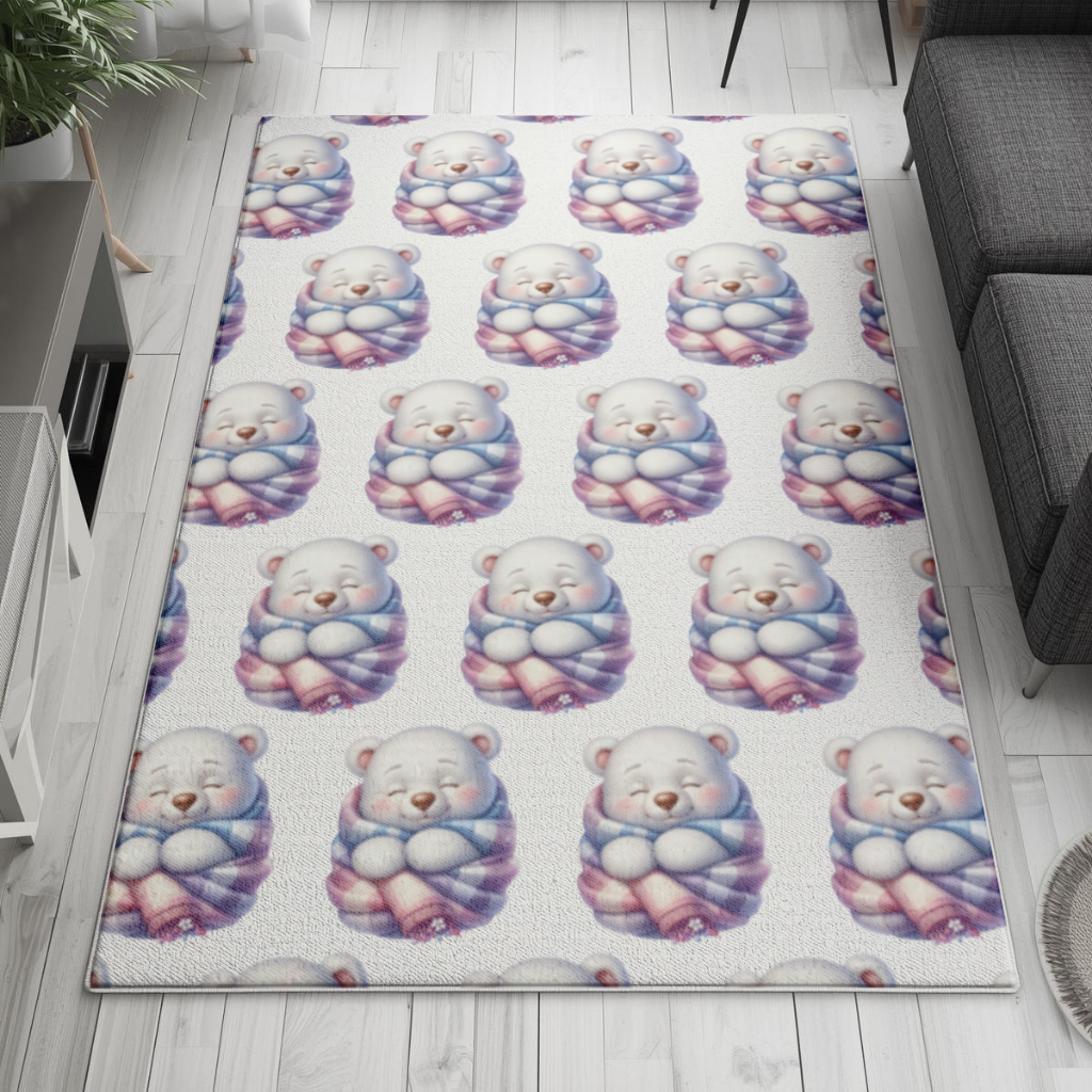 Cozy Sleepy Polar Bear Cub Living room carpet