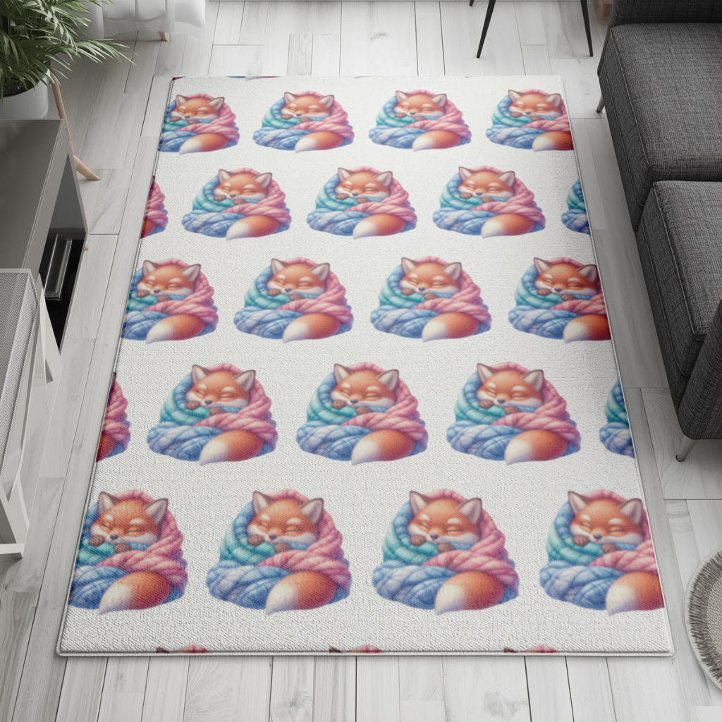 Sleeping Fox Knitted Blanket Living room carpet