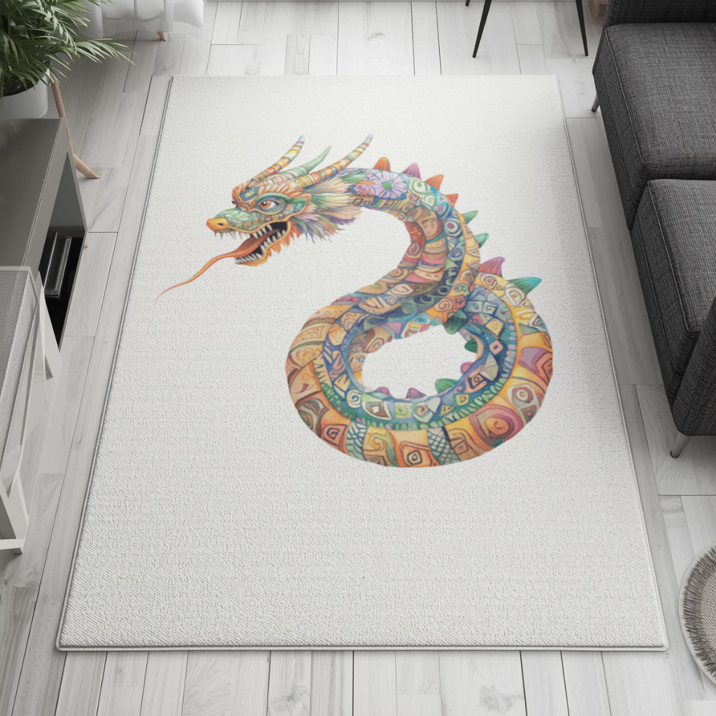 Colorful Mosaic Chinese Dragon Living room carpet
