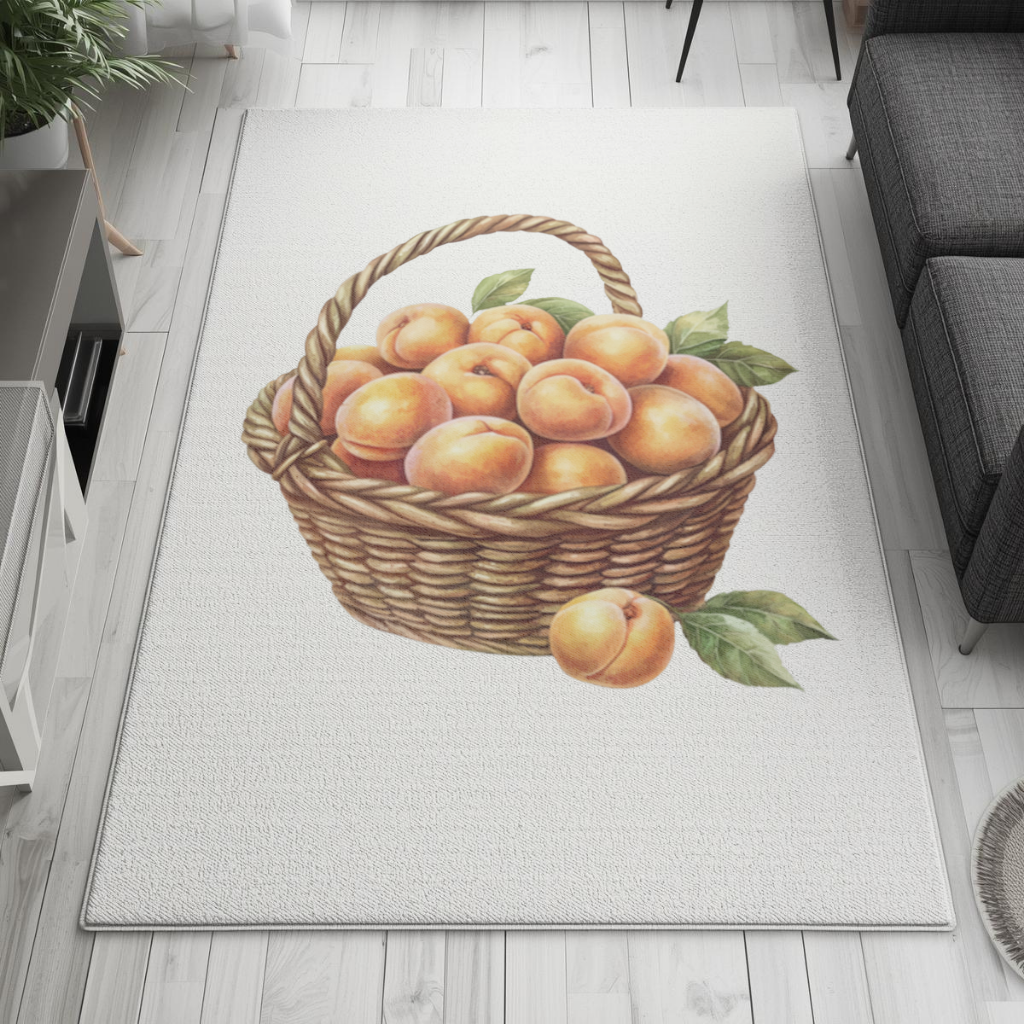 Fresh Peaches in Wicker Basket Living room carpet