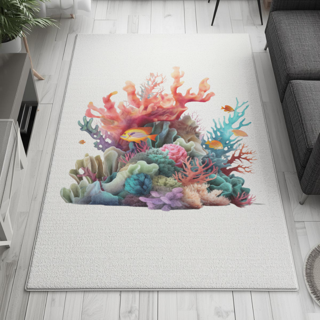 Vibrant Coral Reef and Tropical Fish Living room carpet