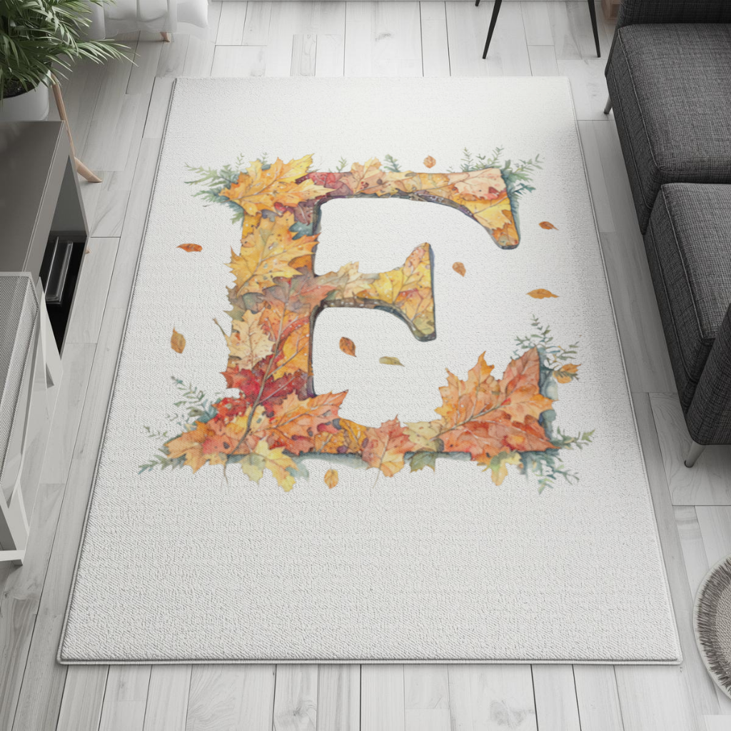 Autumn Maple Leaf Letter E Living room carpet