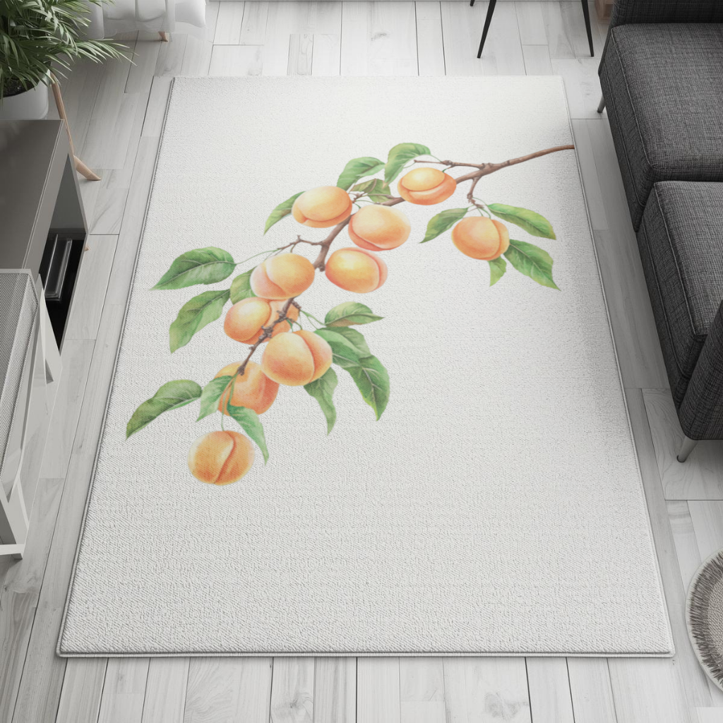 Ripe Orange Apricot Fruit Branch Living room carpet