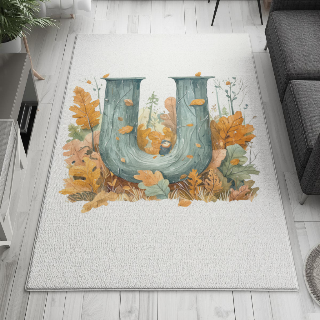 Autumn Woodland Initial Letter U Living room carpet